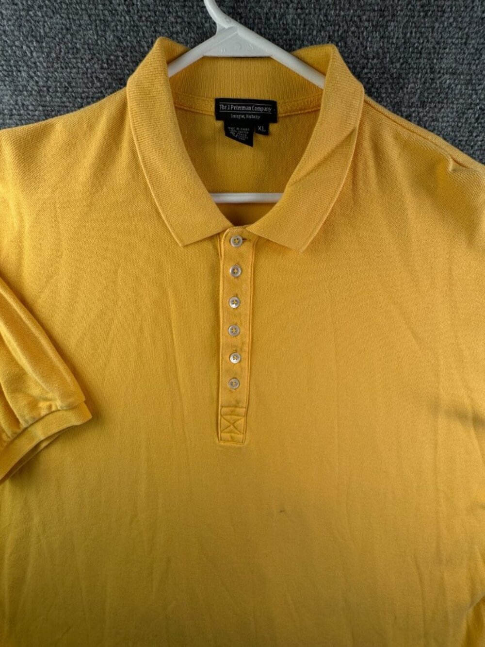 J. Peterman Company Polo Shirt Men Short Sleeve Cotton Yellow XL Solid Knit